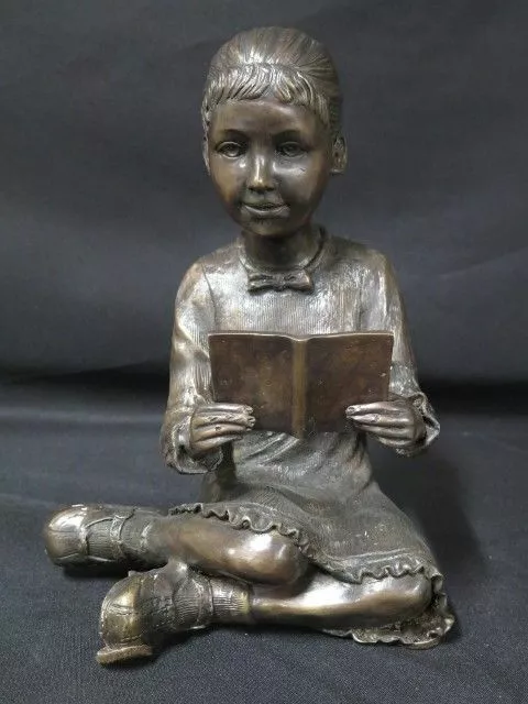 LF44894EC: SIGNATURE STATUARY A5447AC Bronze Sitting Girl w. Book ~ NEW