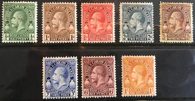 Turks & Caicos Islands 1928 Part Set To One Shilling Sg 176-183 Lmm