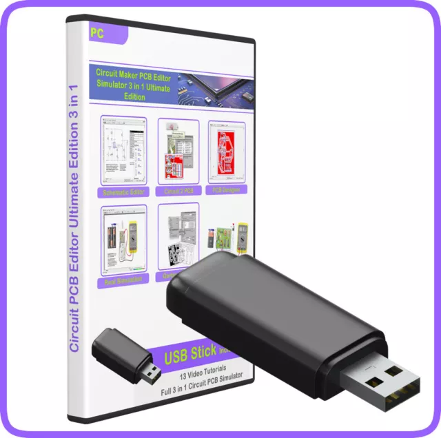 PCB Design software Electronic Circuit CAD Simulator Workshop Ultimate USB Stick