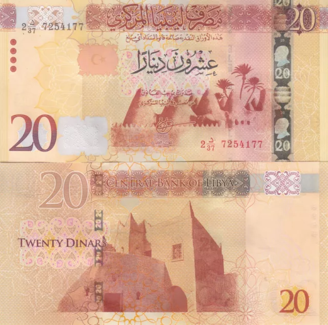 Libya 20 Dinars 2015 2016 P-83 Unc