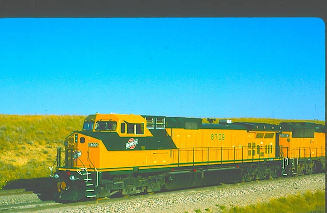 C&NW 8709 C44-9W, E Walker, WY, 07/94; Kodachrome Original