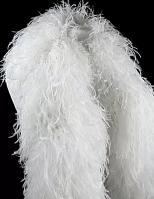 10 Ply OSTRICH FEATHER BOA - WHITE 2 Yards; Costumes/Hats/Craft/Bridal/Trim 72"