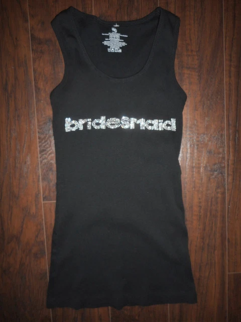 UMG Women's/Juniors M Bridesmaid Black Tank Rhinestones