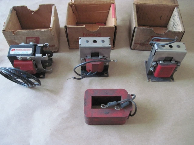 Lot of 3 Used Namco Controls Solenoid Coil Assemblies plus Used Coil