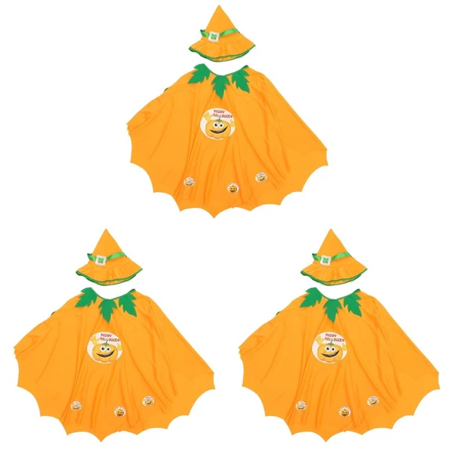 3 set mantello strega a maglia zucca per bambini Halloween