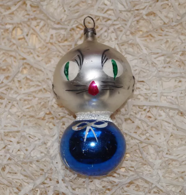 Antiguo Adornos de Árbol de Navidad - Gato 60/70 Años (#6648)