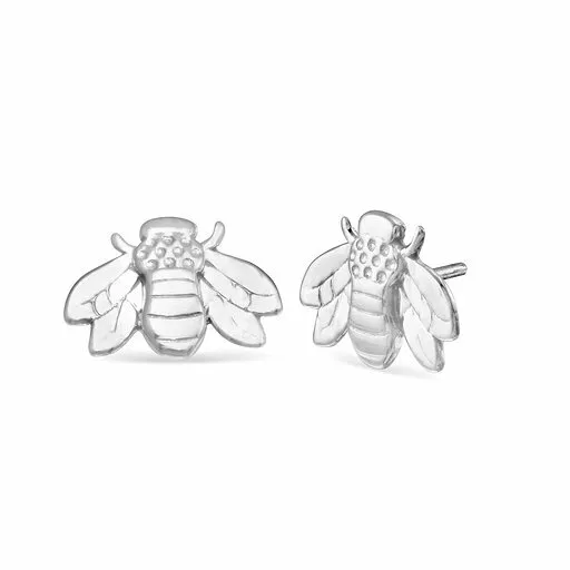 14k Solid White Gold Flying Bee Threadless Stud, Body Jewelry, Piercing