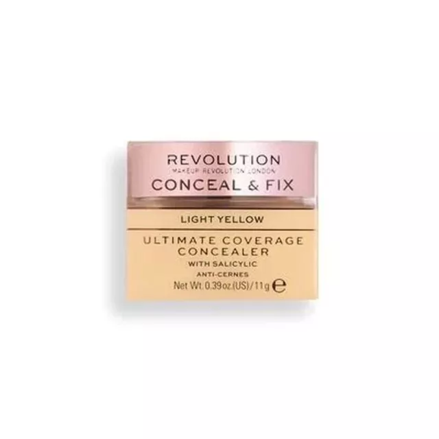 Makeup Revolution Conceal & Fix Ultimate Coverage Concealer Light Yellow 0.39Oz