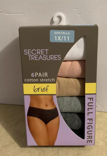 SECRET TREASURES WOMENS Panties Briefs 6 Pair New Plus Size 1X 11