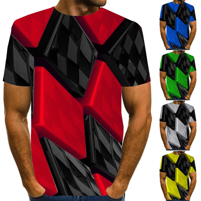 Herren T-Shirt kurzärmelig 3D psychedelisch bedruckt Shirt tarnfarben