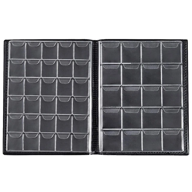 Album De Collection Premium Pour Pièces De Monnaie Du Monde - 4 Feuilles Pour Différentes Tailles, Couverture Cuir Noir Avec Plaque Métal