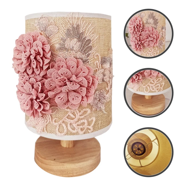 Lámpara de mesa tela-flores 24.4X13.2X13.2CM marco de hierro