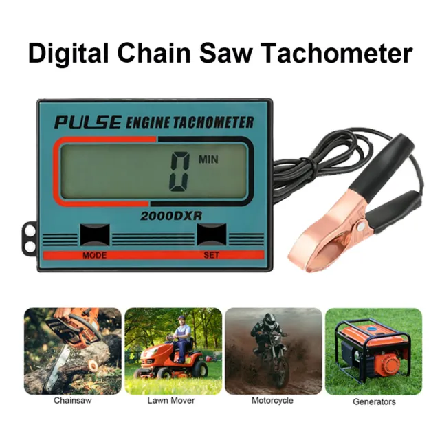 Digital Induction Chain Saw Tachometer Tach Hour Multi-function Meter Detector