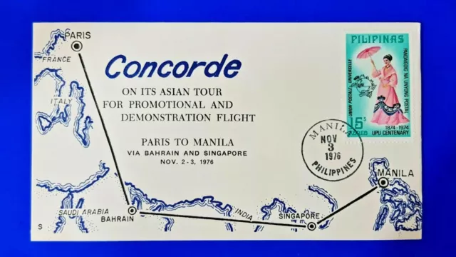 Selten 1976 Abdeckung, Concorde Auf Its Asiatisch Tour, Paris Sich Manila,