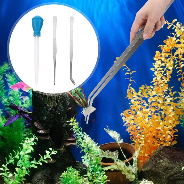 3 pz pinzette per acquario acciaio inossidabile scambiatore d'acqua per acquari Silver