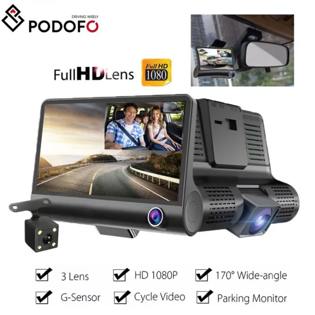 1080P Car DVR 4" Dual Lens Dash Cam Front+Rear Video Recorder Camera G-sensor UK