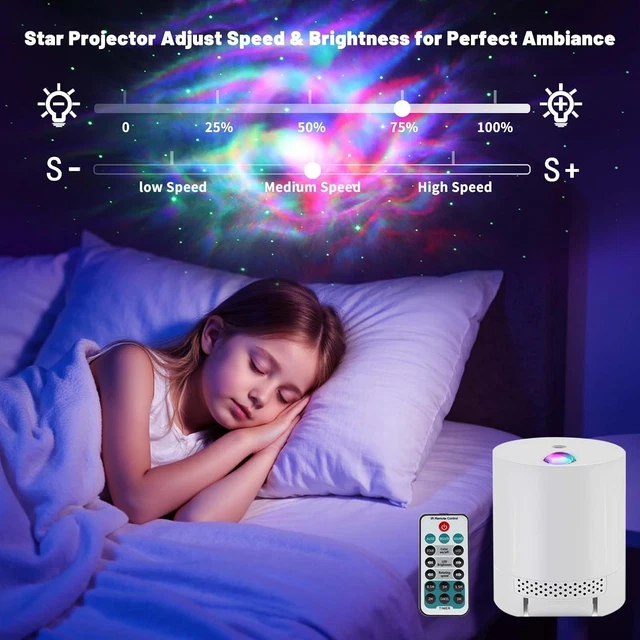Projector Back Controls STAR PROJECTOR GALAXY Night Light LED Nebula Ocean Wave Remote Control ...