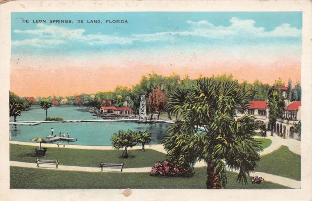 De Land Florida FL De Leon Springs 1920s Postcard Aerial View Old Mill Sugary