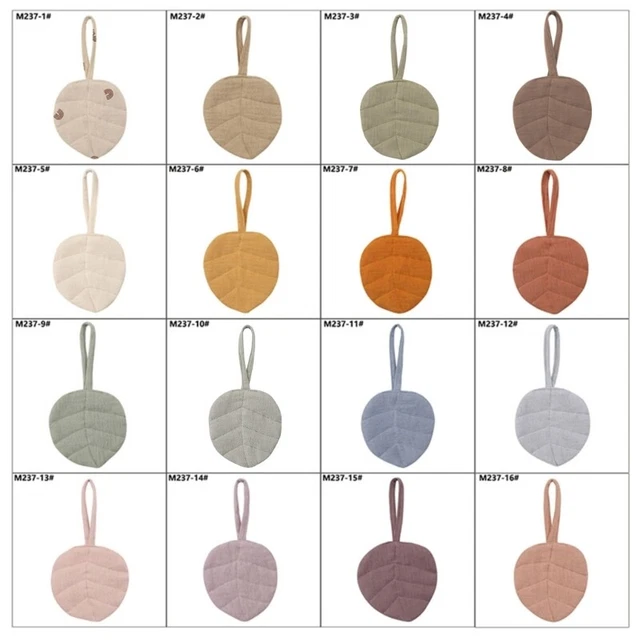Pacifier Pendant Soother Chain Holder Cotton Chain Earthy Color Leaf-shaped