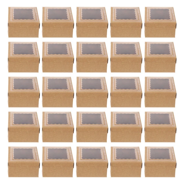 Kraft ventana de papel caja de pasteles contenedores transparentes para pasteles estuche de transporte abrir la ventana