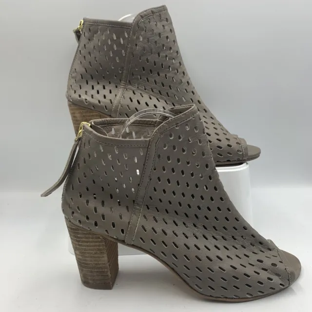 Dune Soft Grey Leather Cut out Ankle Boots. Zip. Peep Toe. Uk 8 EU41