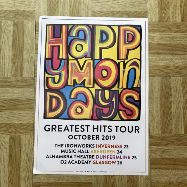 Happy Mondays 2019 Scottish tour poster A3