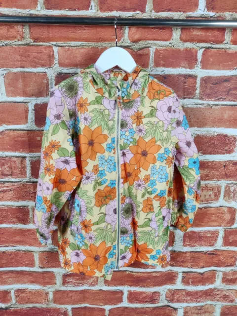 Girls Coat Age 5-6 Years Next Orange Floral Mix Light Spring Hooded Jacket 116Cm