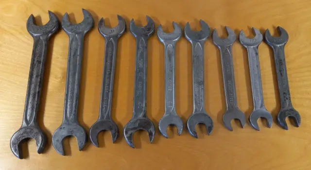 Lot of 9 Vintage Indestro Westline Unmarked Open End Wrenches Made in USA