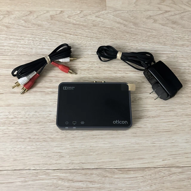 Adaptador de TV digital Oticon Dolby 3.0 IVA3 con cable de alimentación y cable de audio