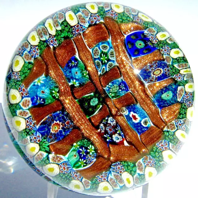 Briefbeschwerer Paperweight MURANO 3 FIORI Millefiori Chequer Board, Magnum!