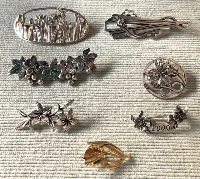 BEAUTIFUL VINTAGE SILVER Scenes Brooch Signed Masj 94 Poppys Butterfly 10.50 PicClick UK