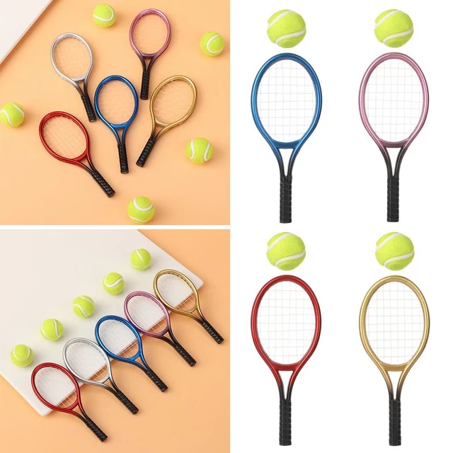 TENNIS RACKET&BALL DOLL House Tennis Miniature Tennis Racket Sport