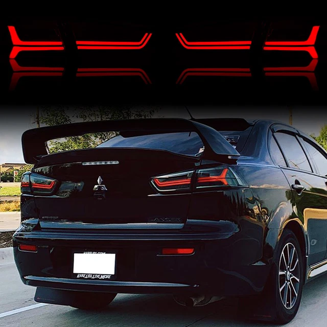 SMOKED VLAND FULL LED Tail Lights For 08-17 Mitsubishi Lancer EVO X ...