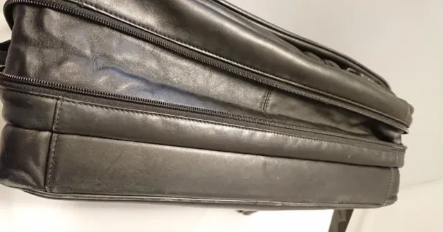 TUMI Mens Leather Laptop Briefcase Work Travel Brief BLACK Used Alpha Crossbody 11