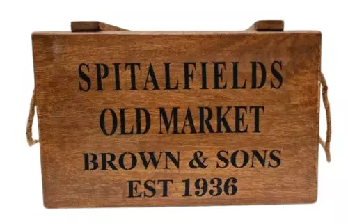 Vintage Style Wooden SPITALFIELDS BOX With Rope Handles Handmade With Lid Large