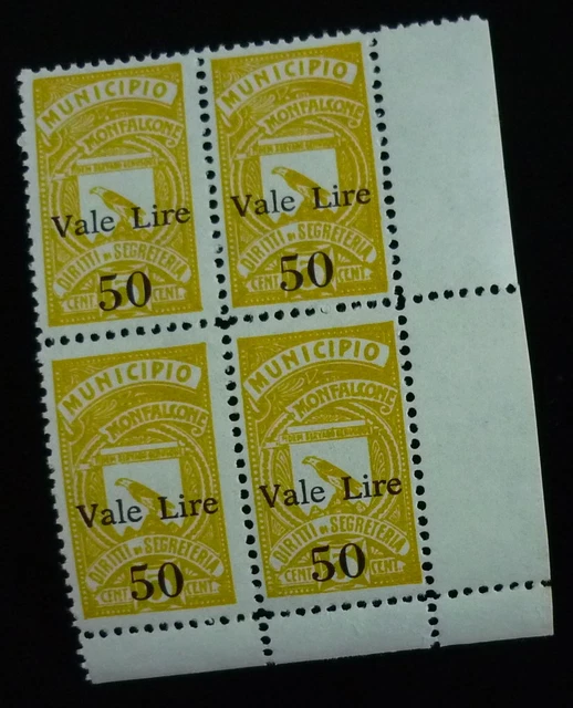 Italy Trieste Monfalcone Local Revenues - Block of 4 US 1