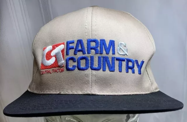 Central Tractor CT Farm Country Vintage Tan And Black SnapBack Trucker Hat