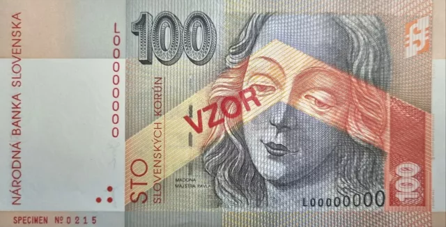 Slovakia 100 Korun 2001 Specimen Banknote Unc, Very Scarce