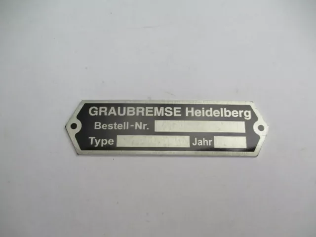 Typenschild Schild Graubremse Heidelberg Oldtimer