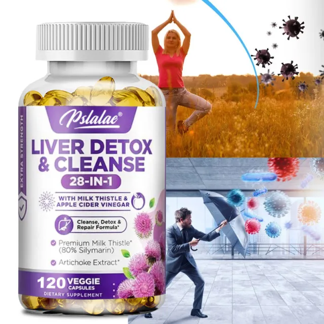 28-In-1 Liver Detox & Cleanse - Liver Support Supplements - Apple Cider Vinegar