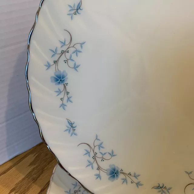 Luxurious Lenox USA CHANSON 4 Salad Plates 7 3/4” Ivory Blue Platinum GORGEOUS 2