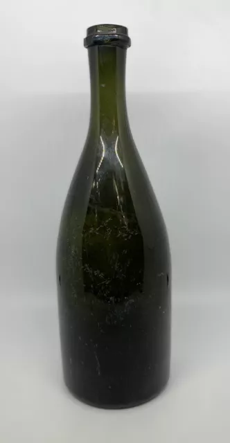 Antique Dark Green Glass Wine Bottle Made In 1800’s Hand Blown No Cork Vintage 2