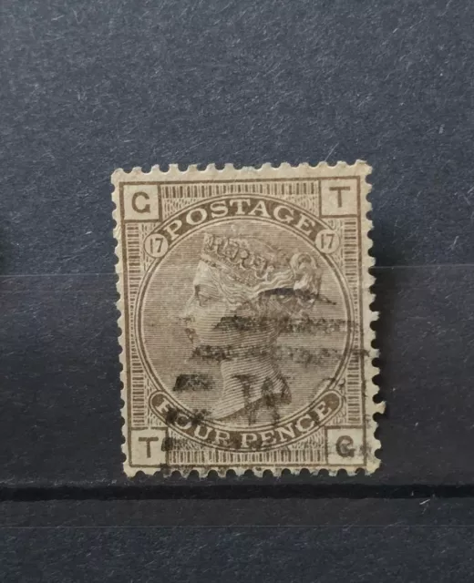 Gb Queen Victoria Sg 160 4D Grey Brown Pl 17 Used