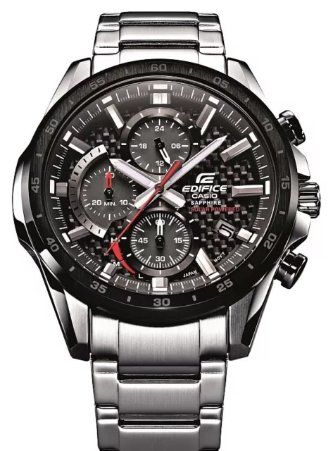 CASIO EDIFICE SAPPHIRE Solar Retrograde Leather Watch EFS S530L