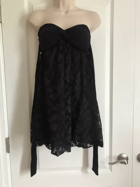 Forever 21 Black Strapless Sweetheart Lace Tube Mini Dress Women’s Size S