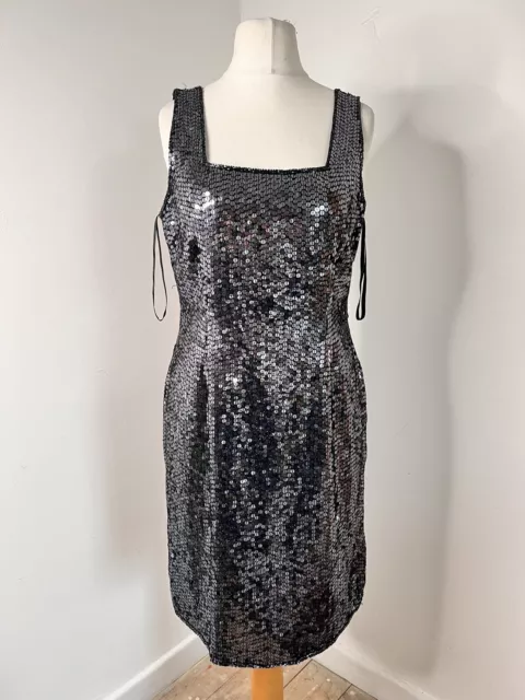 DEBUT ALL NIGHT By Debenhams black evening Sequences dress size 14