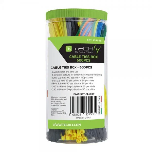 Techly Fascette Fermacavo Colorate Kit da 600pz