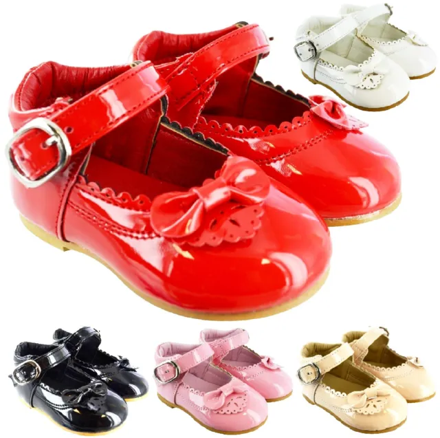 Kids Baby Infants Girls Toodler Spanish Patent Bow Buckle Wedding Party Shoes Sz