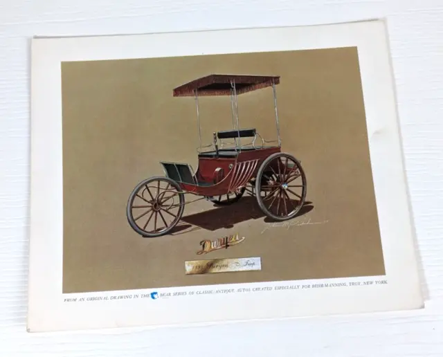 1898 Duryea Trap Car Automobile Auto Print Behr-Manning Co. print art