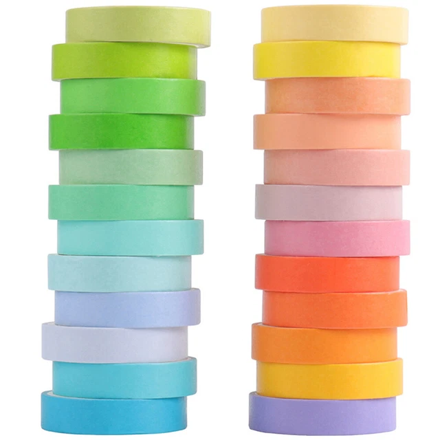 24 Rolls Washi-Tape Pegatina Macaron-Washi-Tape Niños Pegatina Simple
